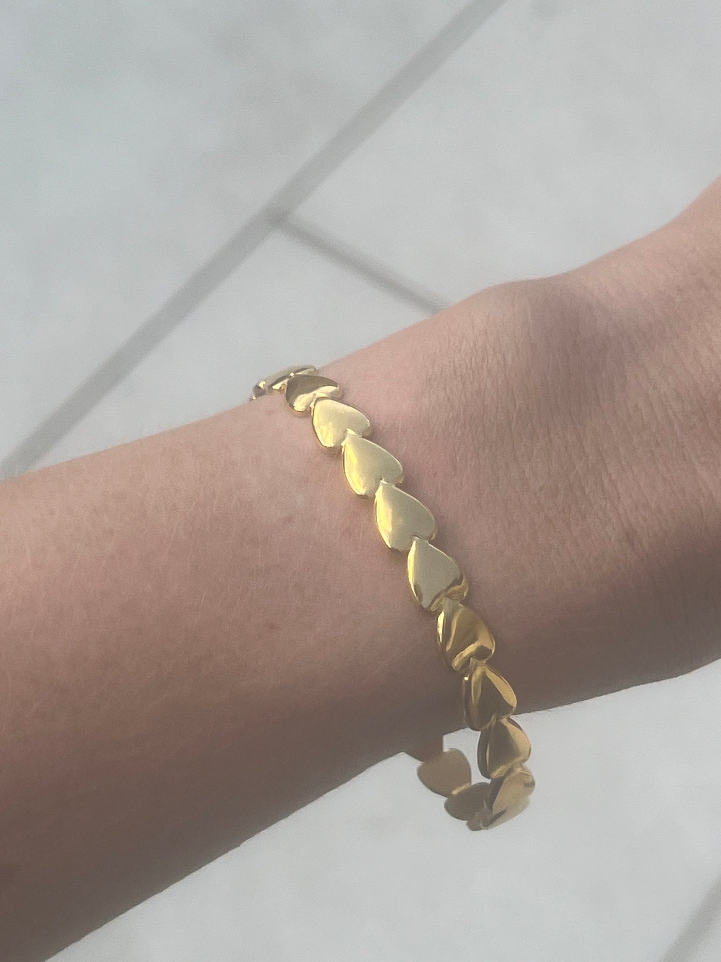 Gold Heart Link Adjustable Bracelet