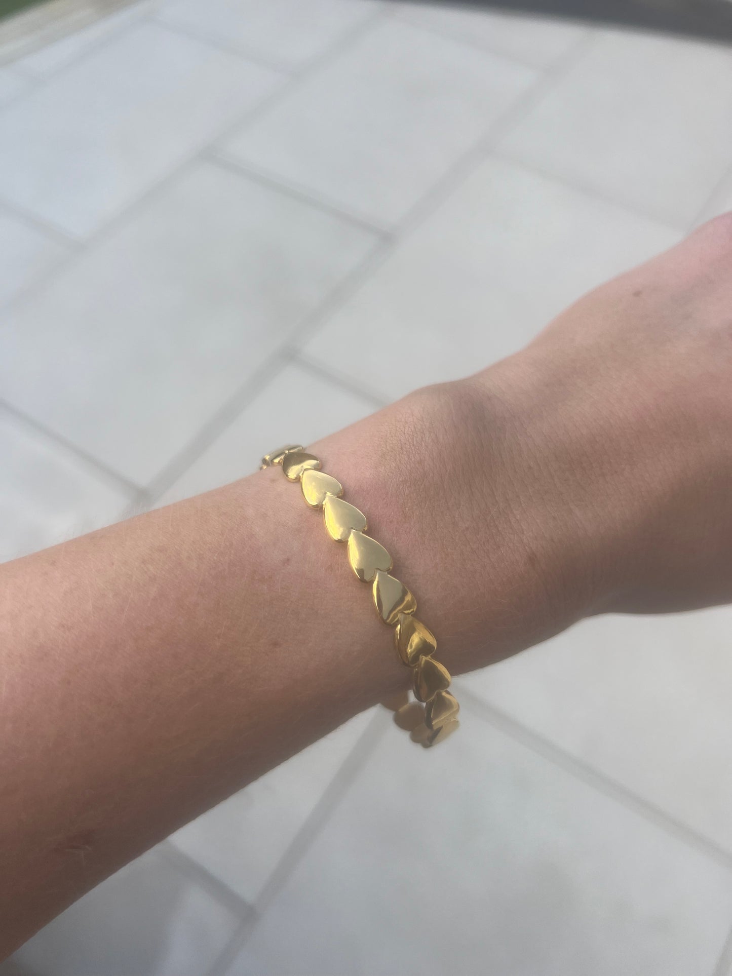 Gold Heart Link Adjustable Bracelet