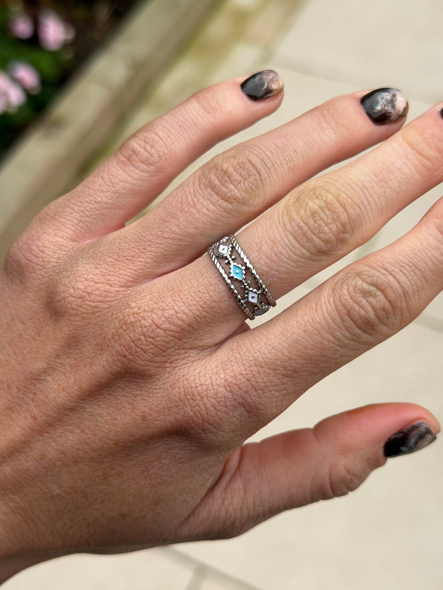 Silver Evil Eye Band Ring