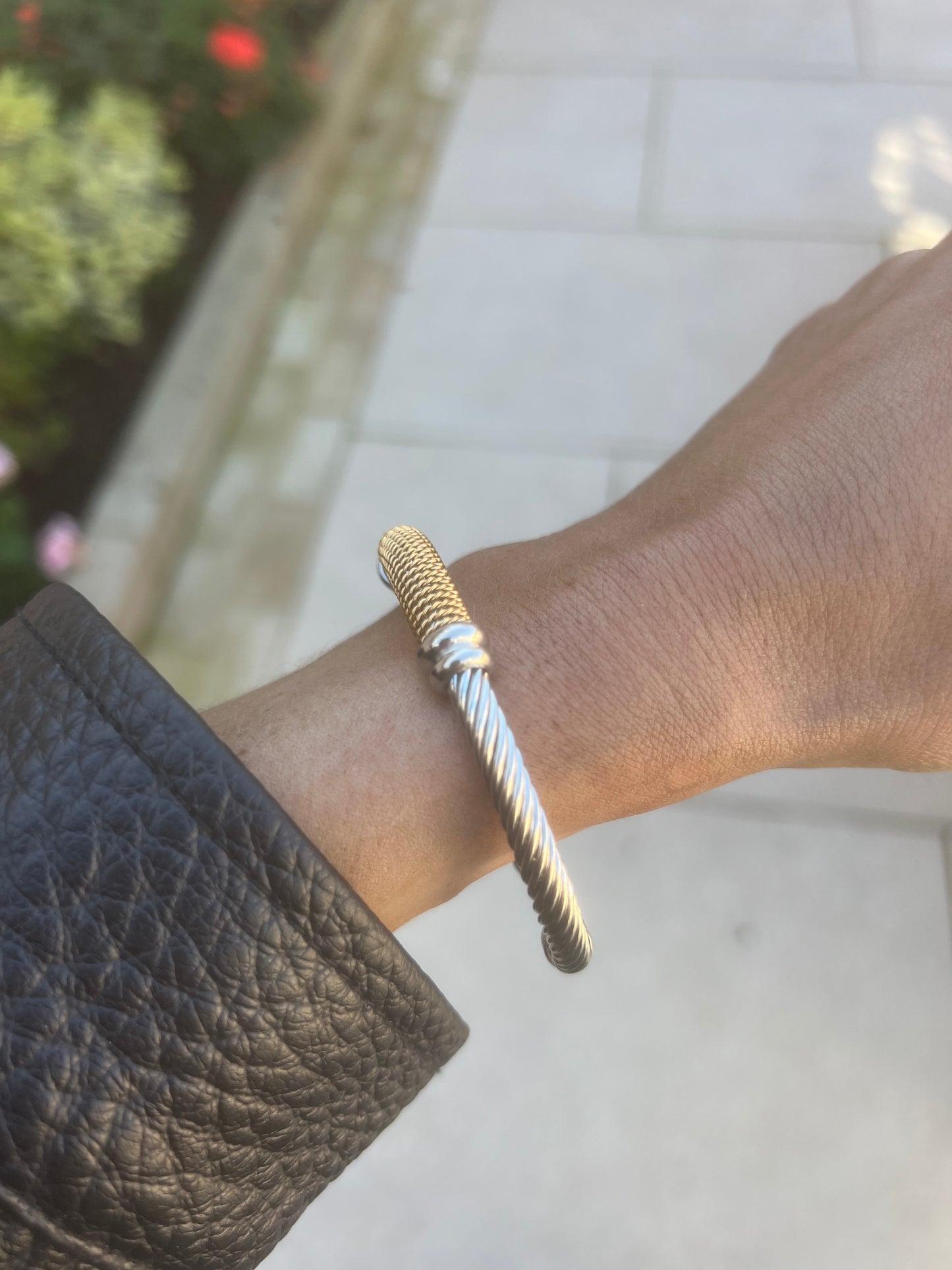 Mesh-Style Gold & Silver Cuff Bracelet