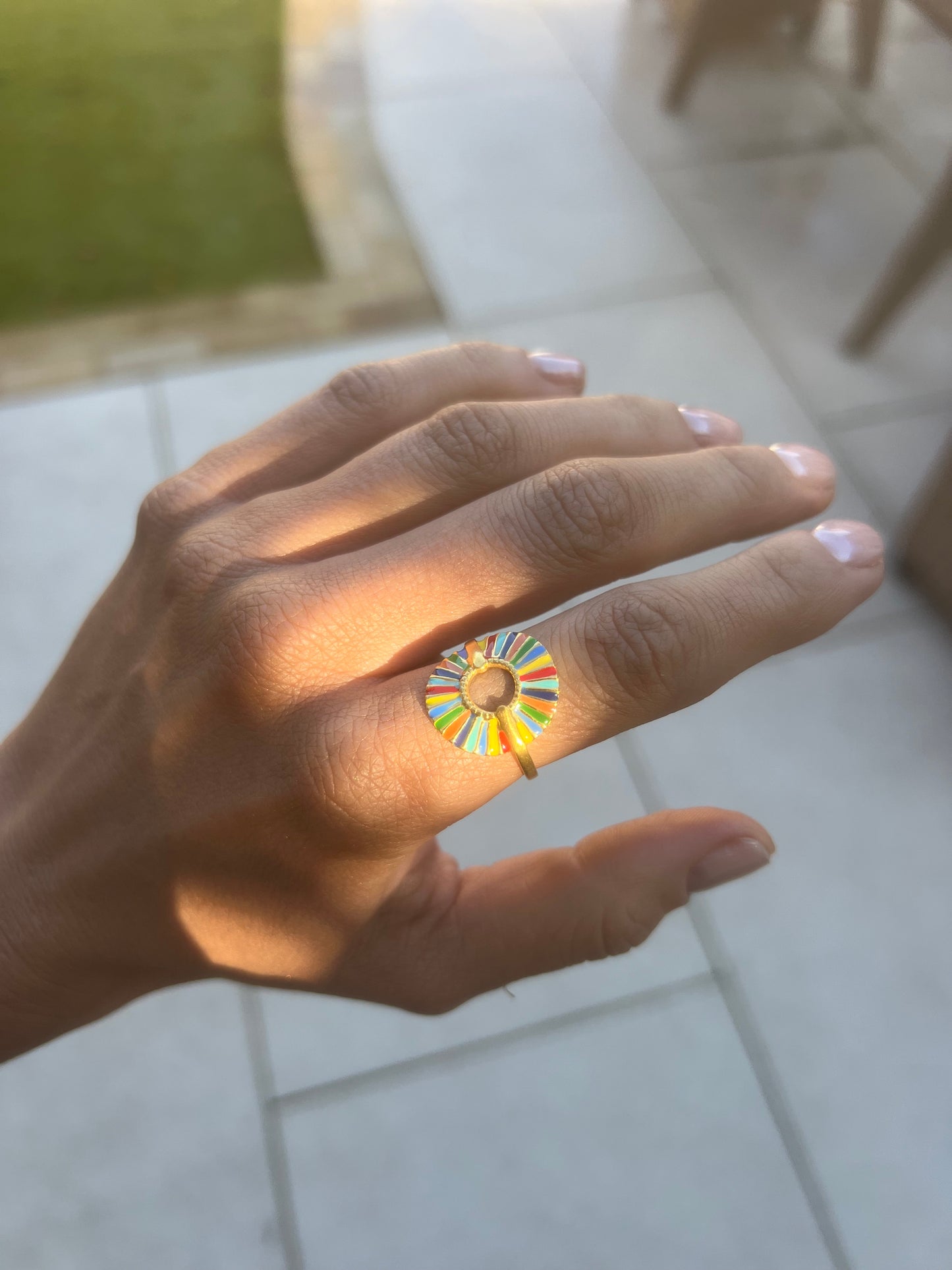Rainbow Sunburst Ring
