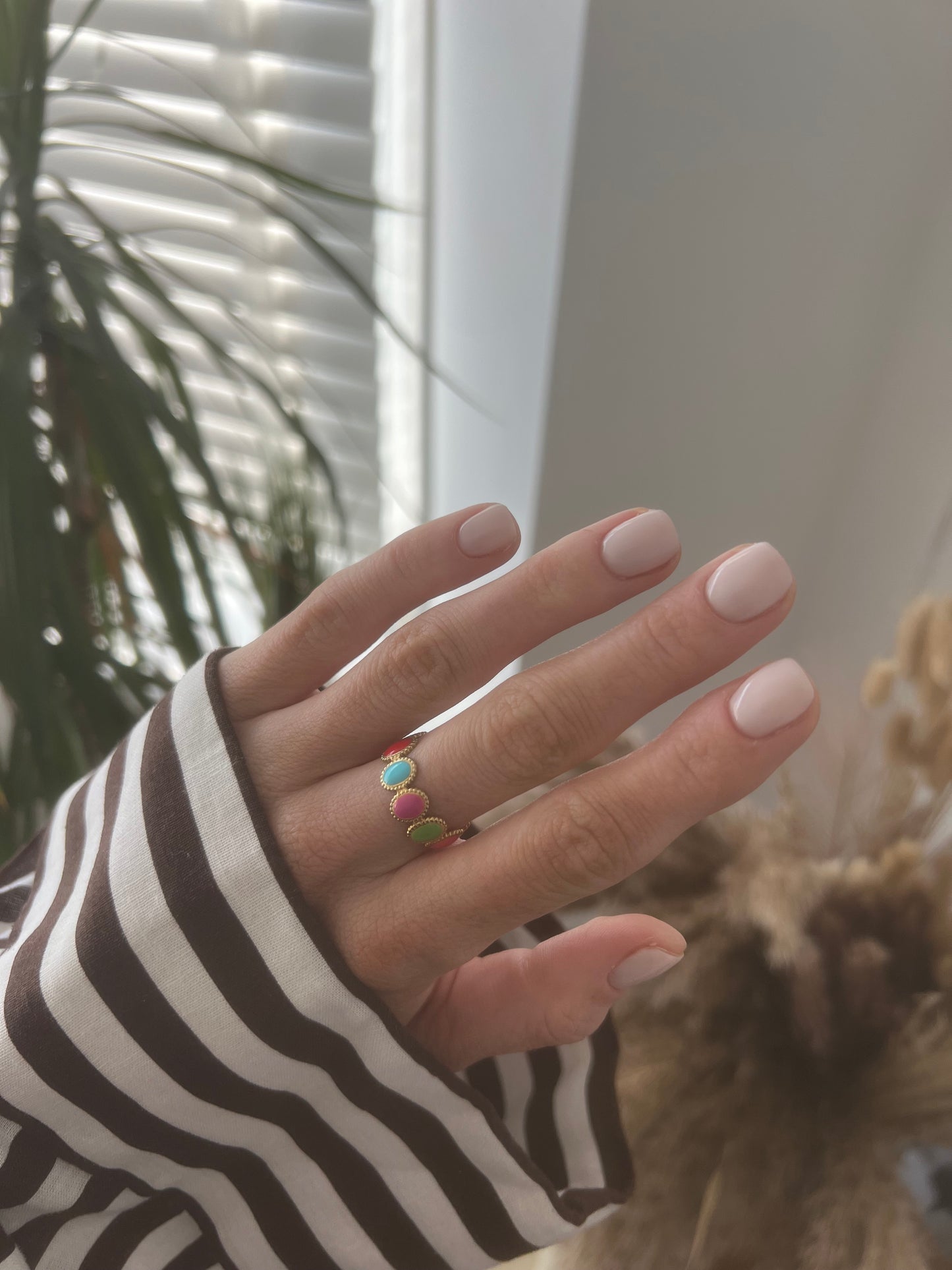 Multicolour Gem Adjustable Ring