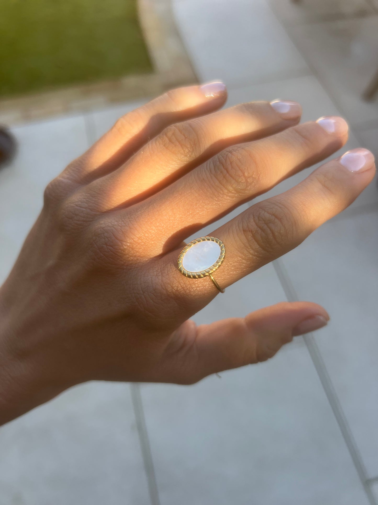 Celeste Oval Gold Adjustable Ring