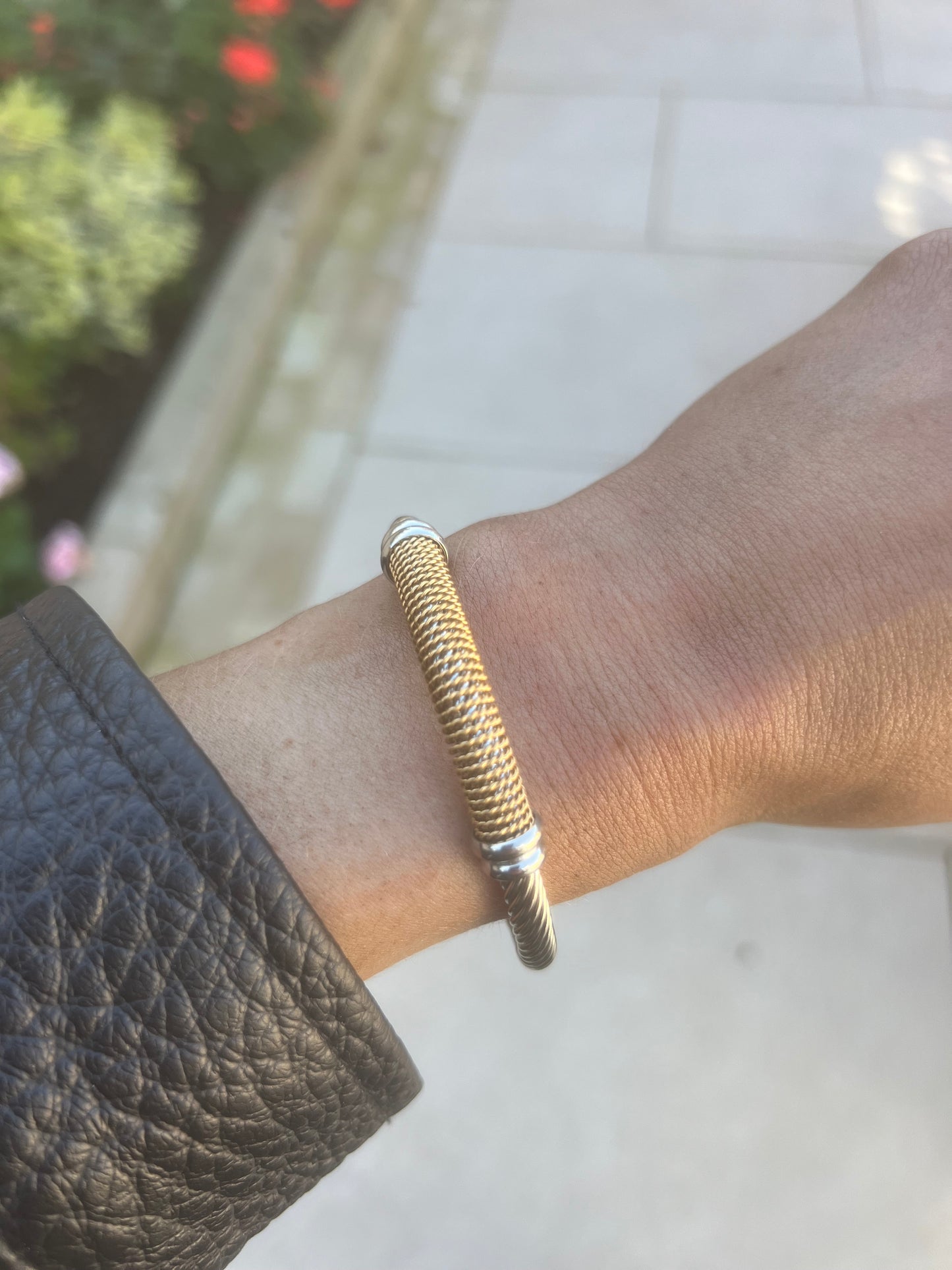 Mesh-Style Gold & Silver Cuff Bracelet