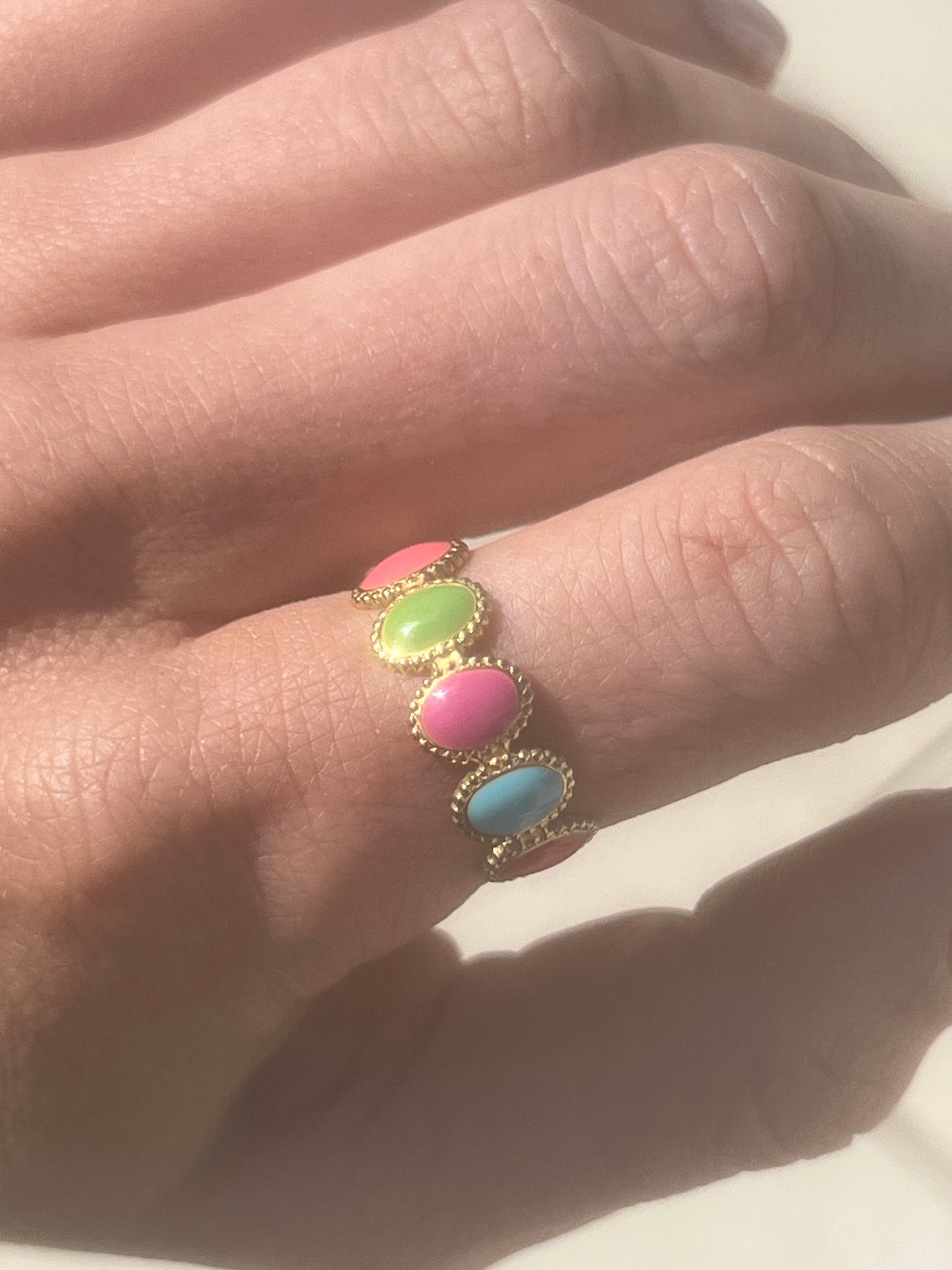 Multicolour Gem Adjustable Ring