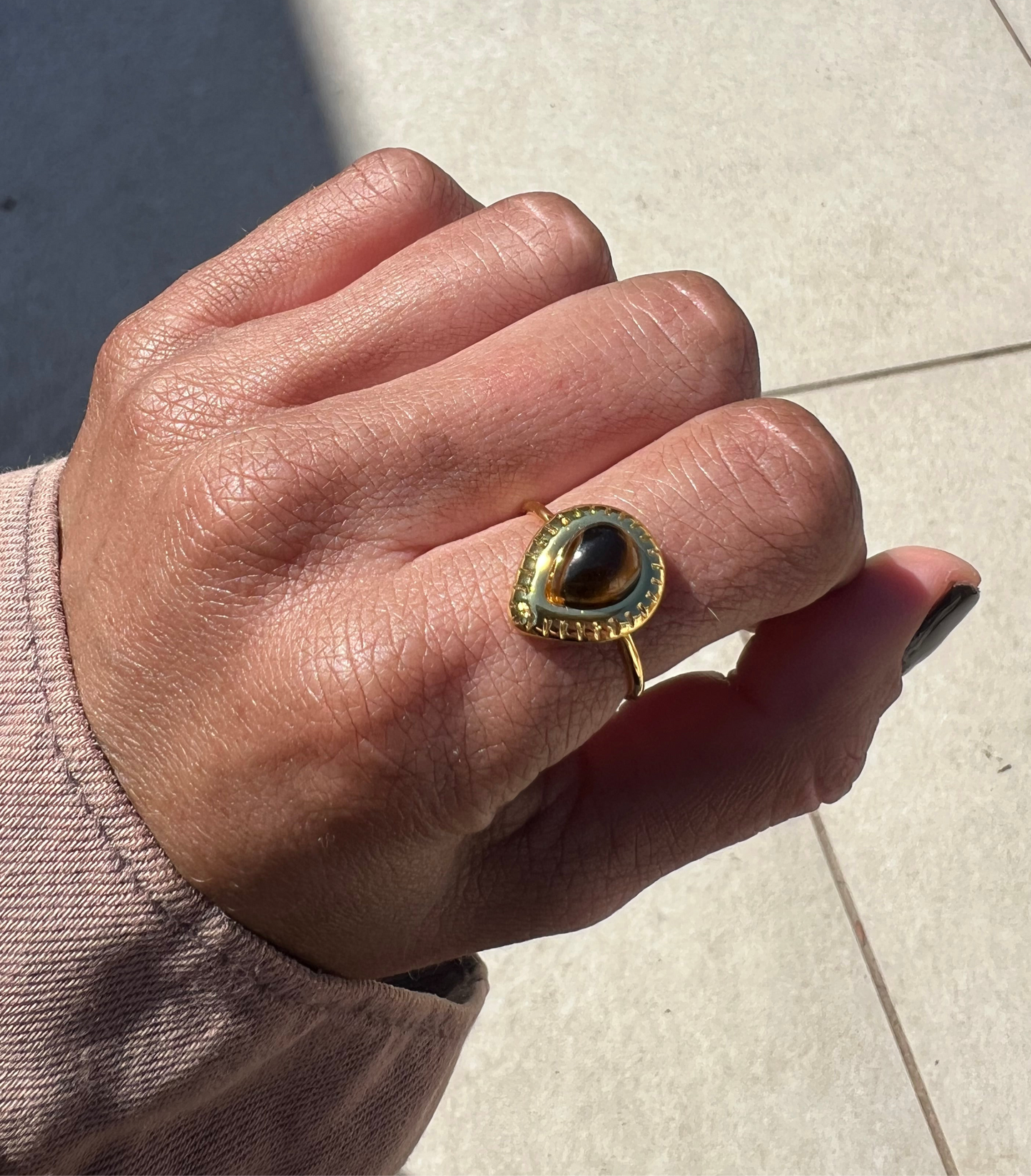 Golden Teardrop Tiger’s Eye Ring