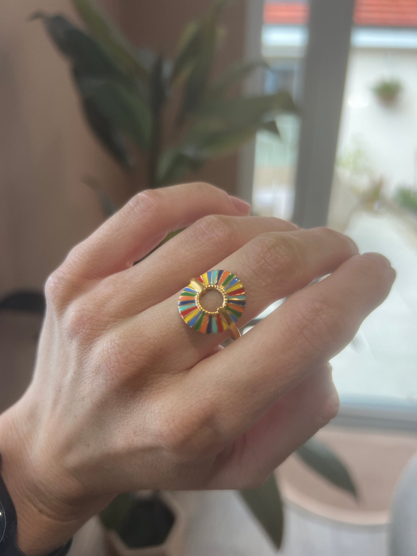 Rainbow Sunburst Ring