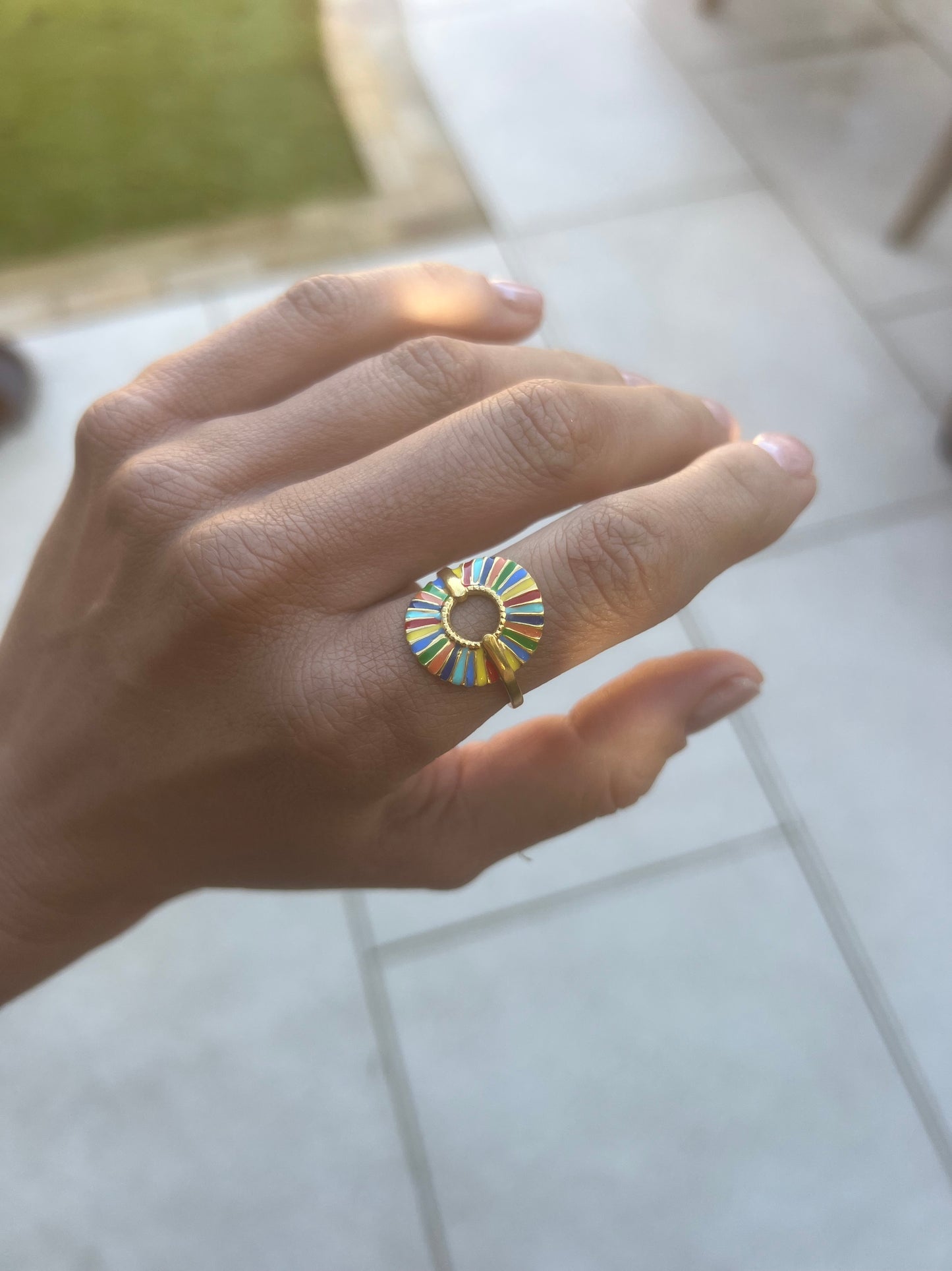 Rainbow Sunburst Ring