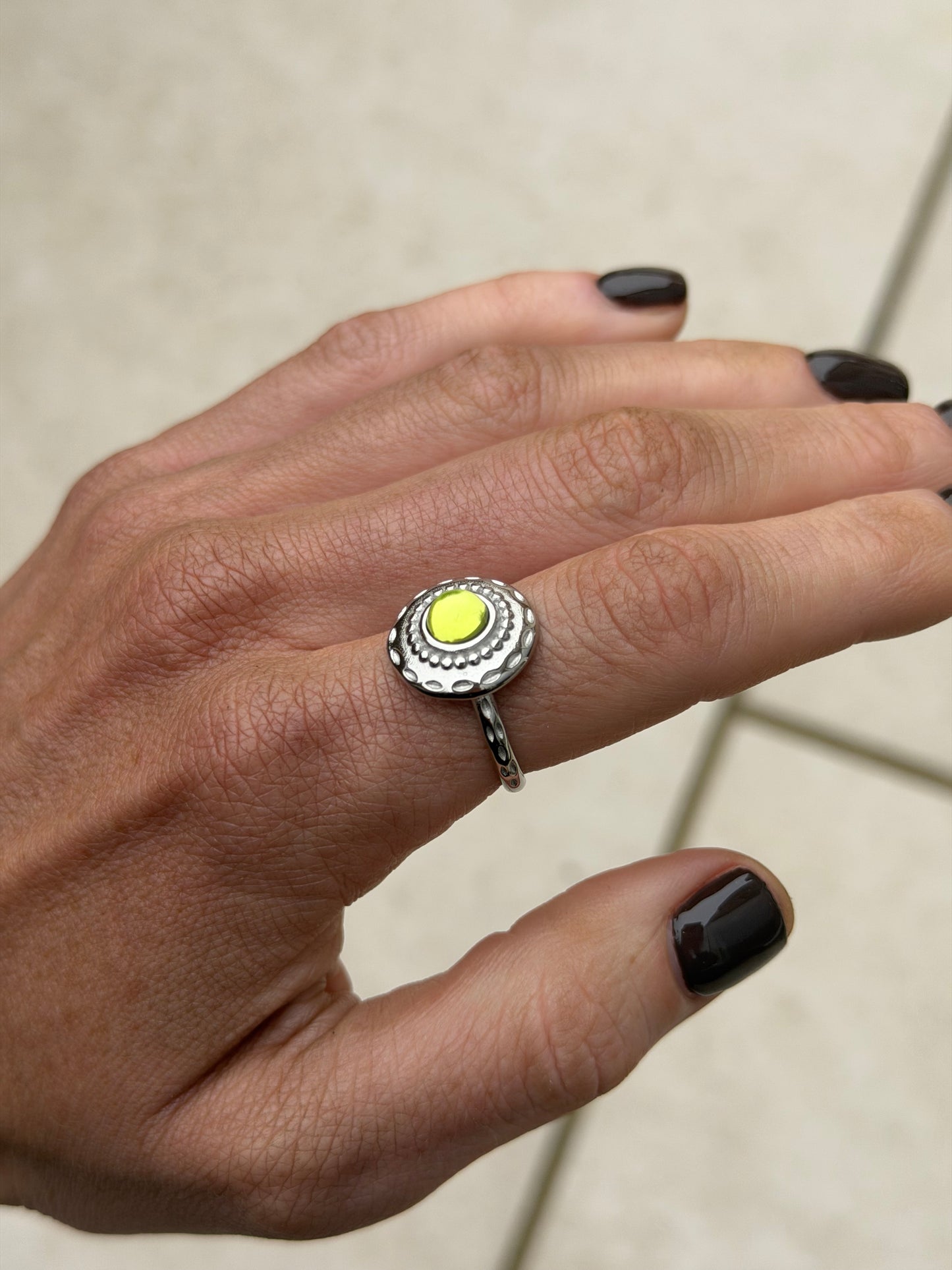 Lime gem stone ring