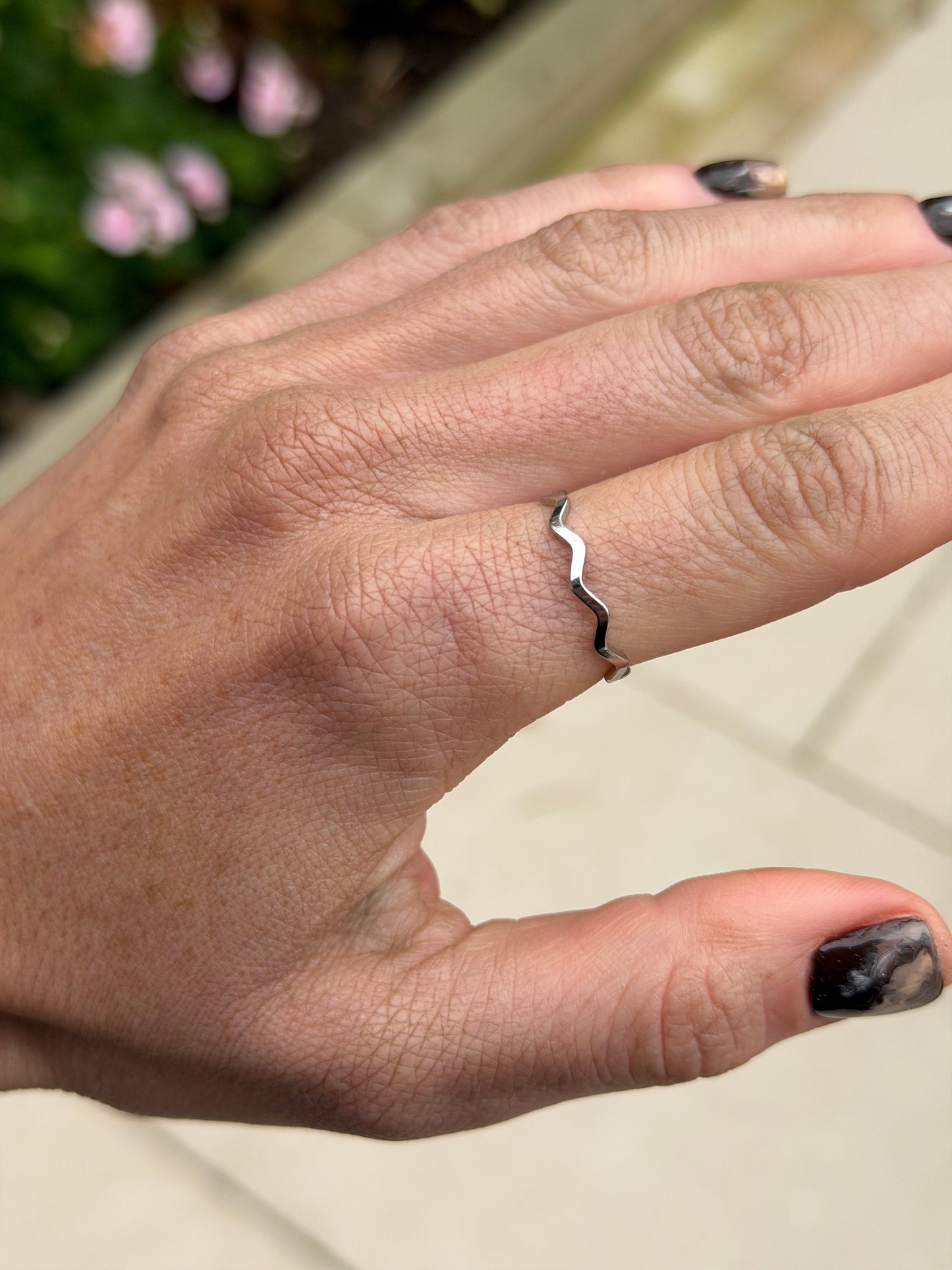 Silver wave ring