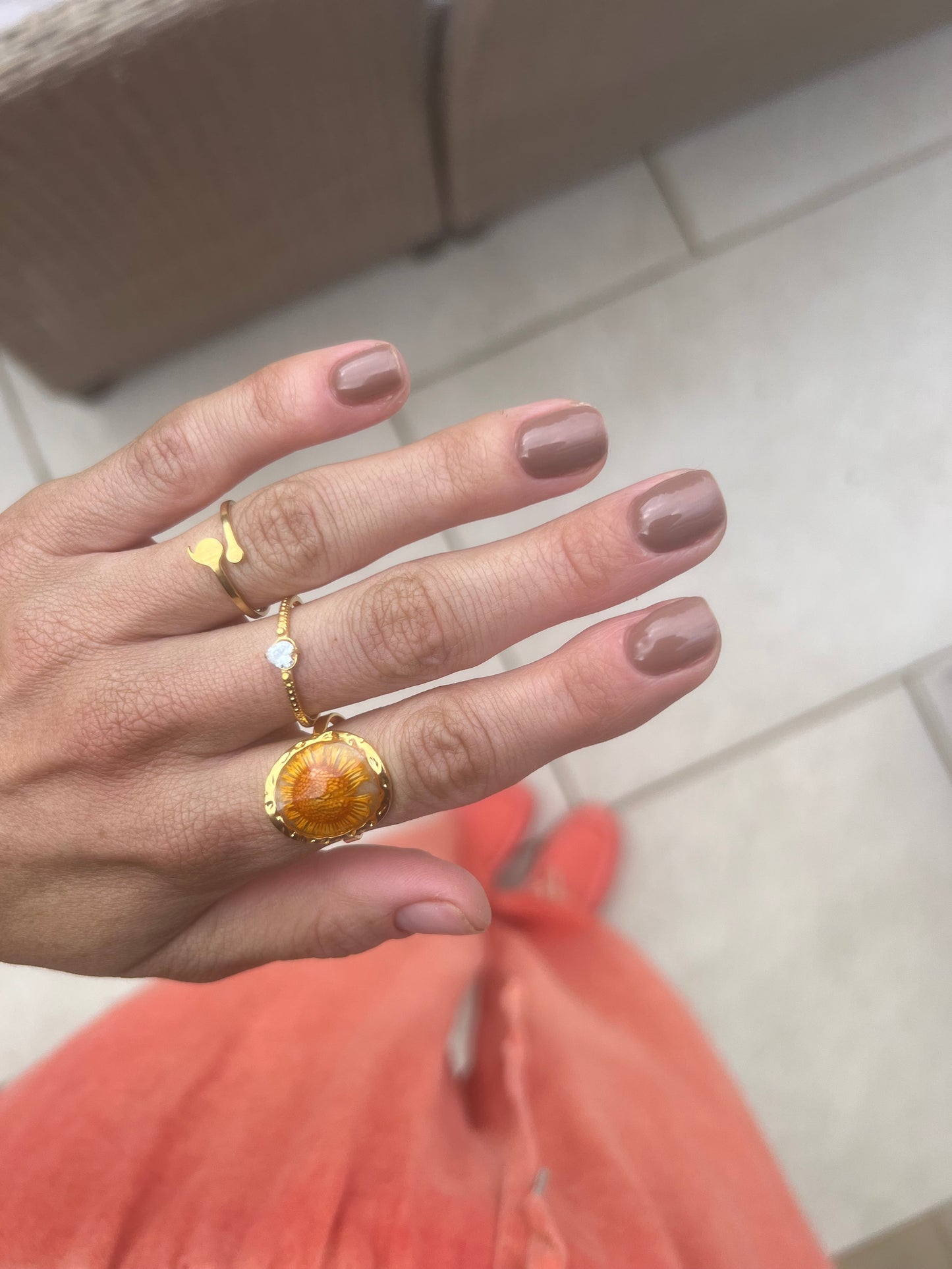 Solara Sunflower Adjustable Ring