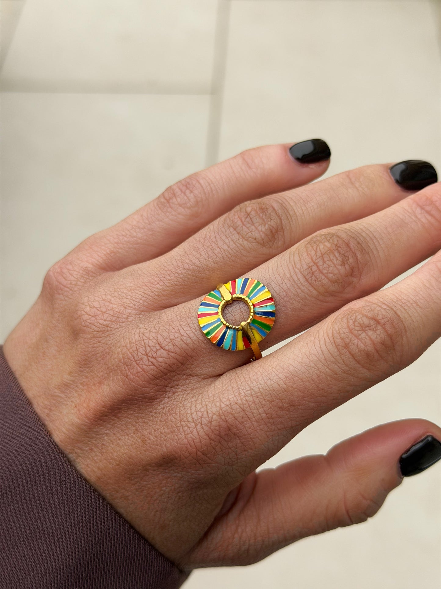 Rainbow Sunburst Ring