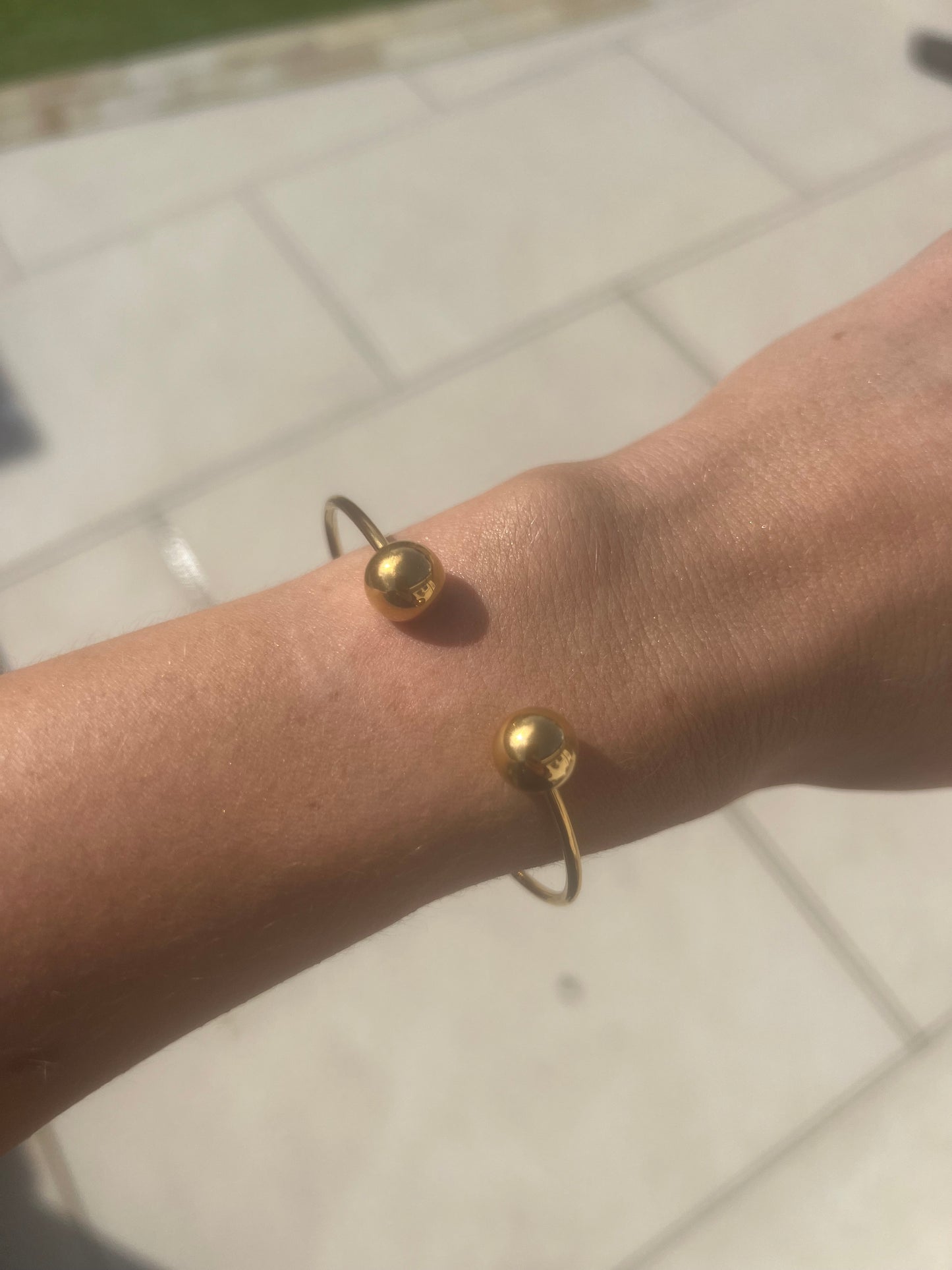 Gold Ball Cuff Adjustable Bracelet