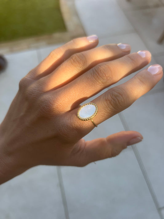 Celeste Oval Gold Adjustable Ring