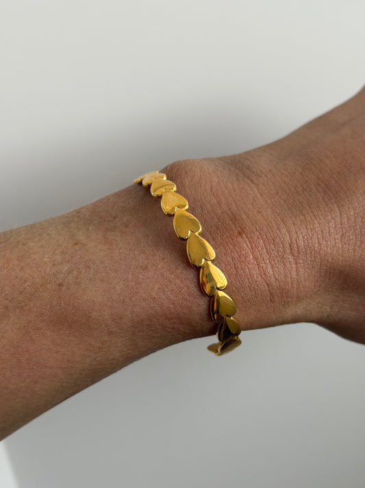 Gold Heart Link Adjustable Bracelet