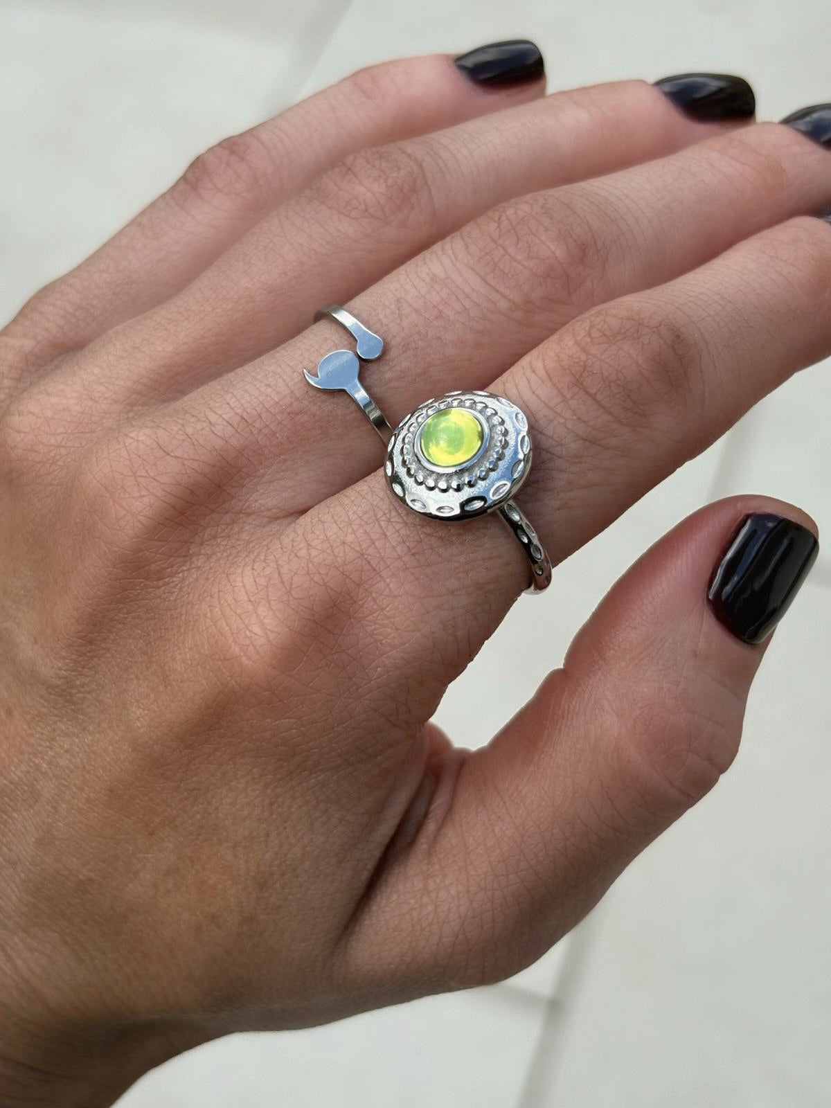 Lime gem stone ring