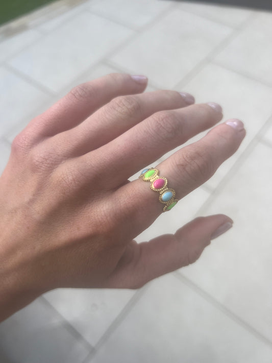 Multicolour Gem Adjustable Ring