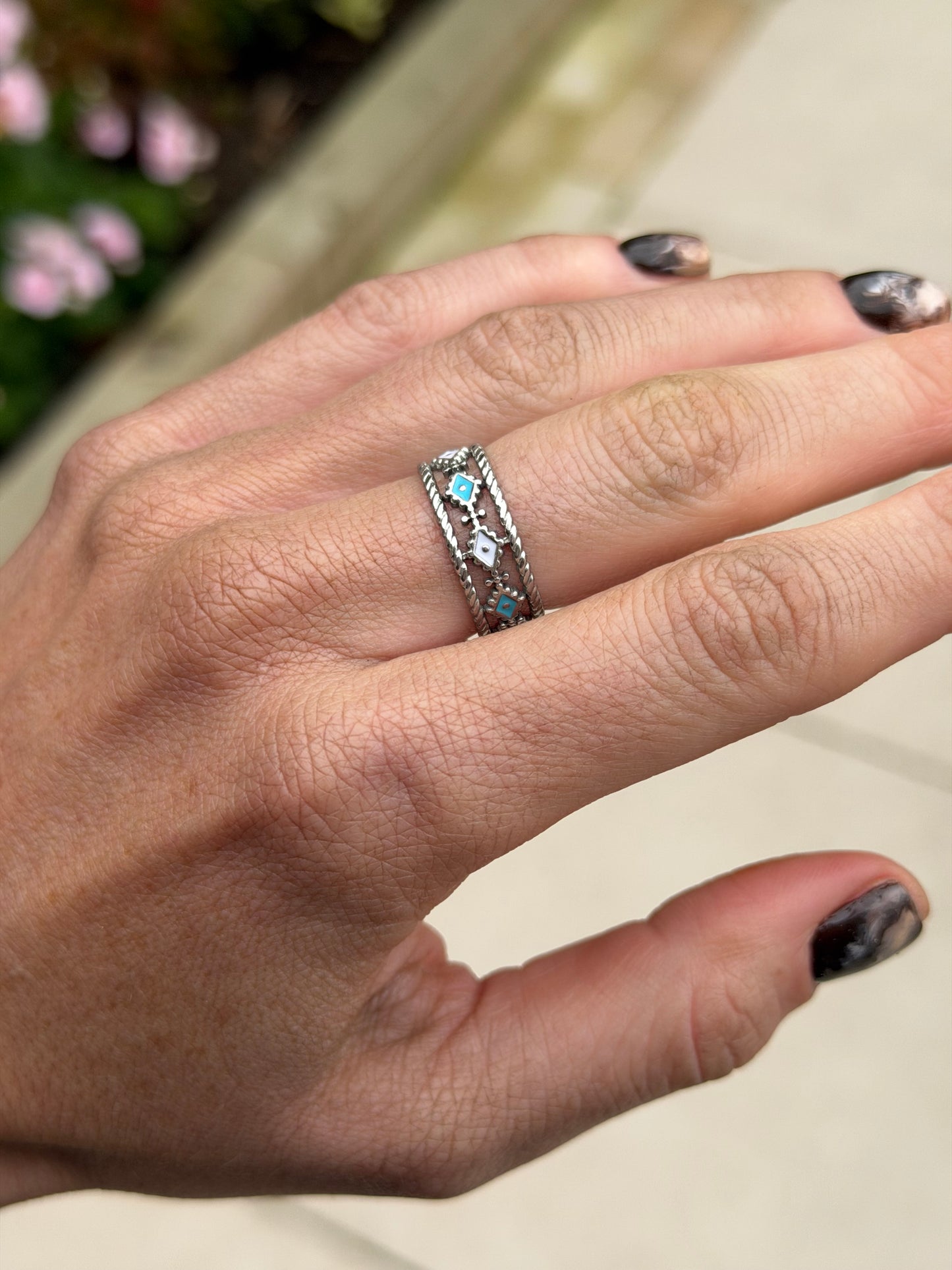 Silver Evil Eye Band Ring