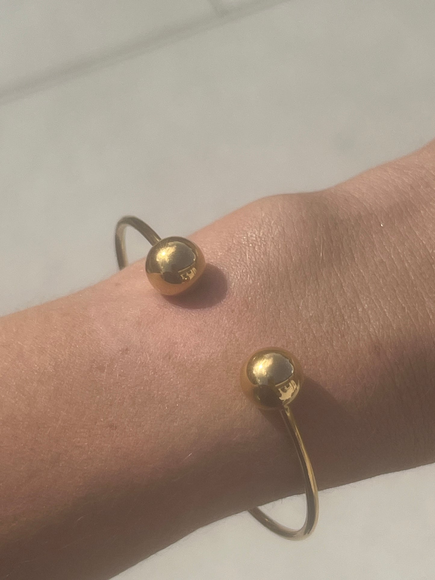 Gold Ball Cuff Adjustable Bracelet