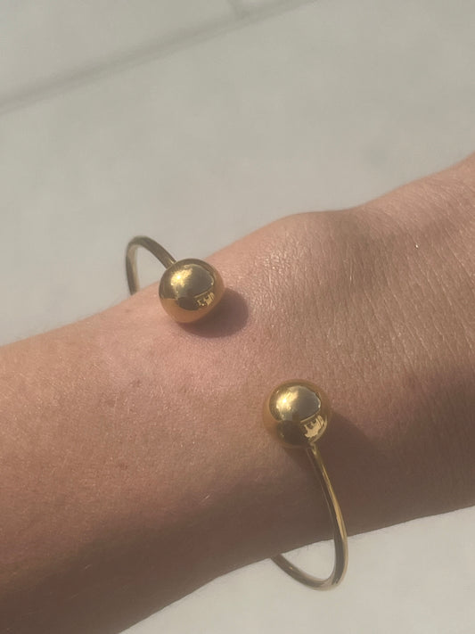 Gold Ball Cuff Adjustable Bracelet