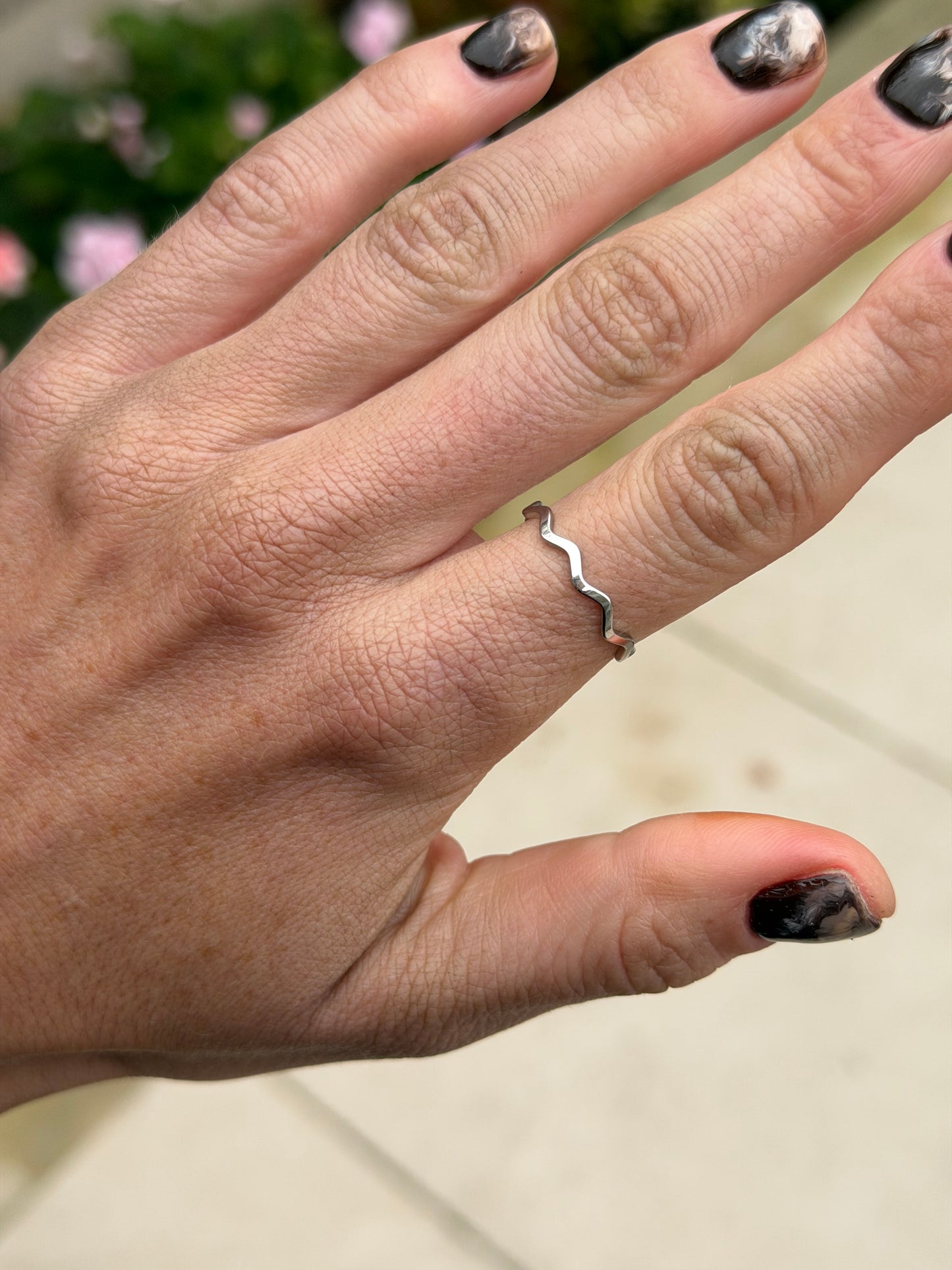 Silver wave ring