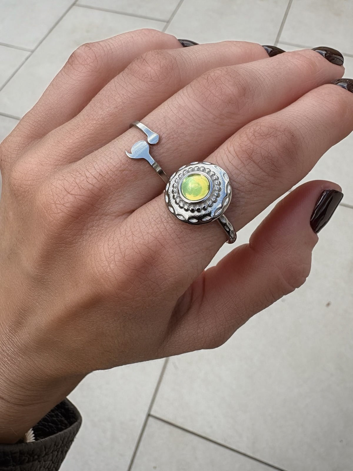 Lime gem stone ring