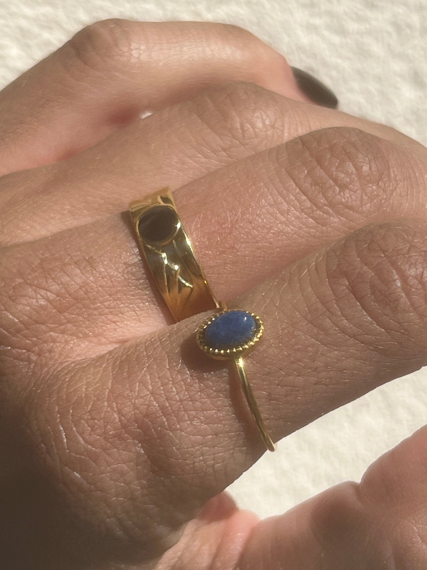 Gold Plated Blue Oval Stone Ring