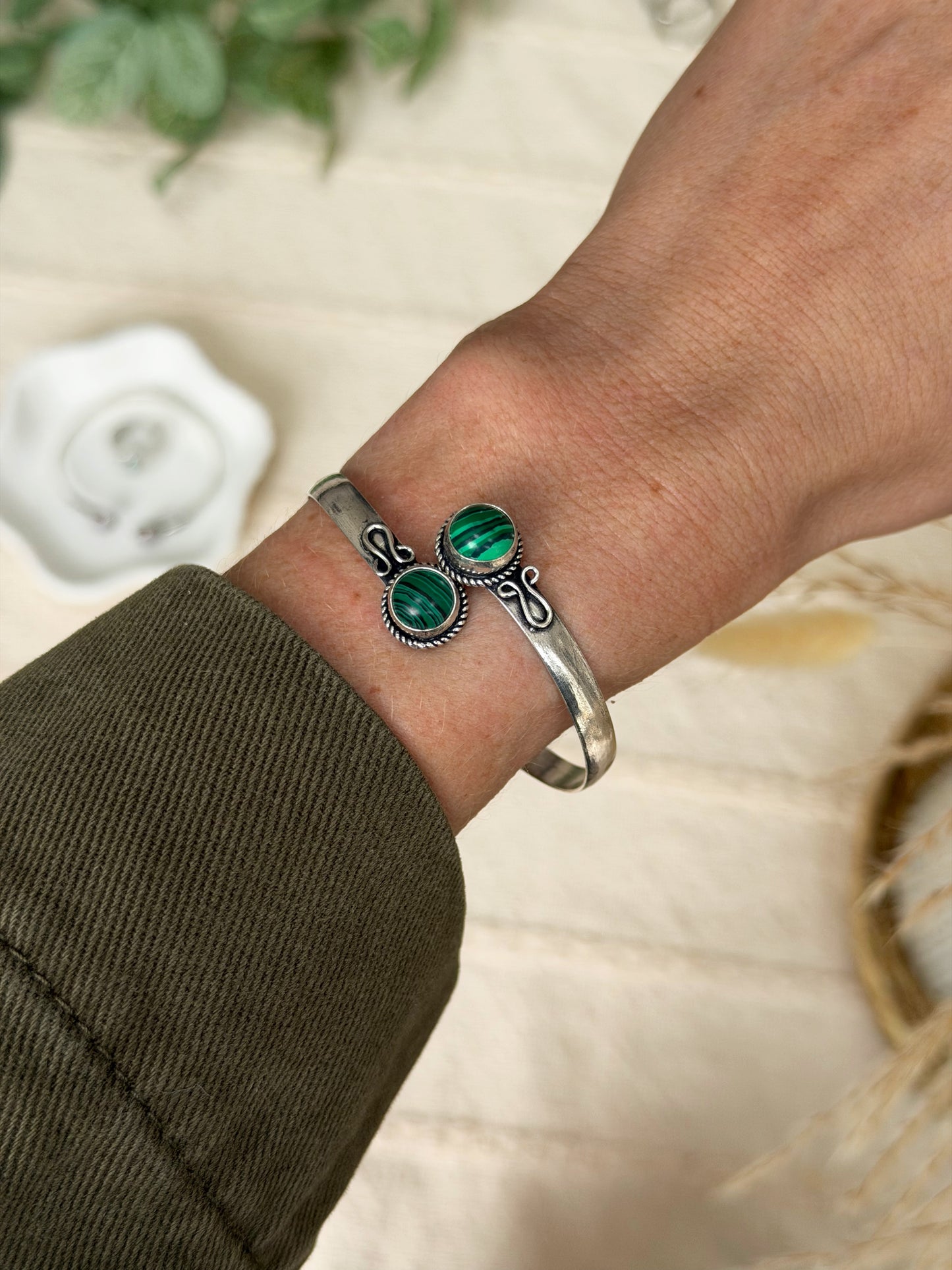 Emerald Silver Cuff